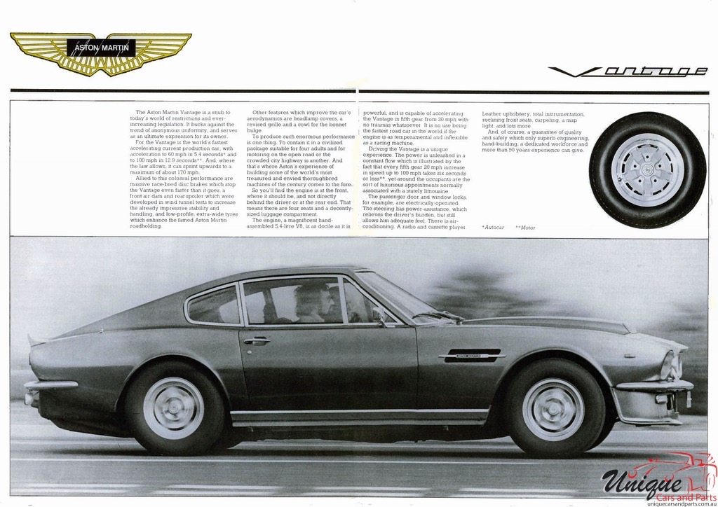 1977 Aston Martin Vantage Brochure Page 1